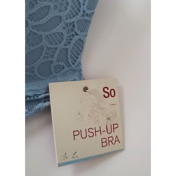 Juniors SO Intimates Convertible Lace Push-Up Bra 34C Blue Plunge Padded NWT - Picture 8 of 9